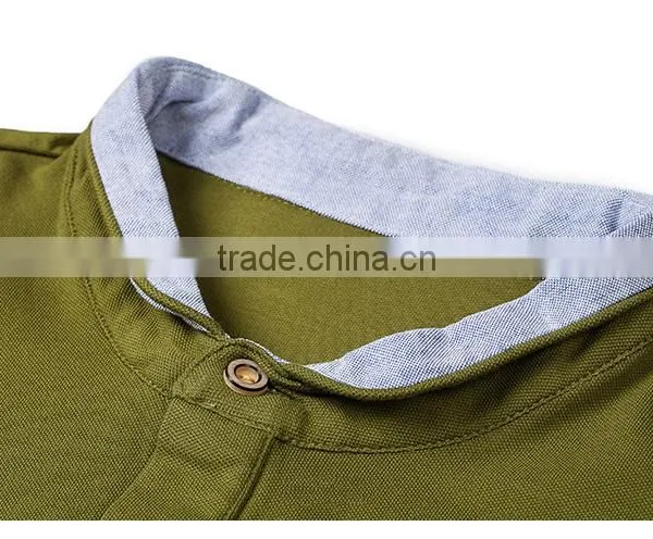 Men's Double-Weave Standed Collar Dri Fit Pique Cotton Polo Shirt photo-4