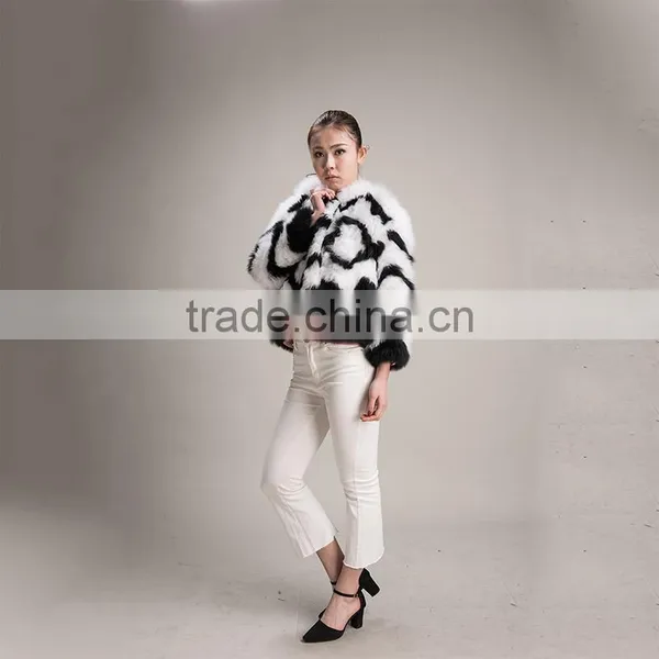 Myfur Short Style White and Black Fox Fur Coat For Girls and Women photo-2