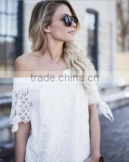 Breaking the European and American Women 's Lace Collar New Summer Strapless T - Shirt photo-2