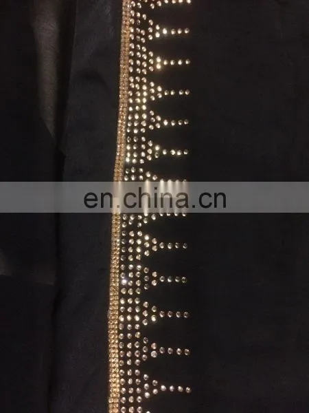 Lycra(Stretchable) Burkha With Golden Diamond Stone Work Embroidery For Casual Wear Islamic Style Embroidery Burkha(dubai Abaya) photo-2