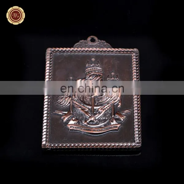 Wr Wholesale Art Crafts Bronze Metal Medal Creative Square Shaped Medal With Ribbon