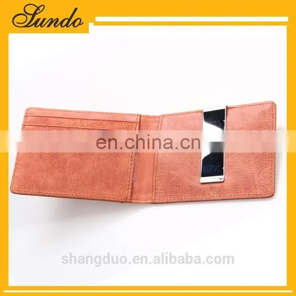 Faddish New Products Customized Top Grain Genuine Leather Money Clip Wallet for Euros Wholesale photo-2
