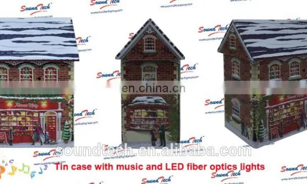 High Quality LED Fiber Optics Light up Christmas Musical Tin Can photo-6