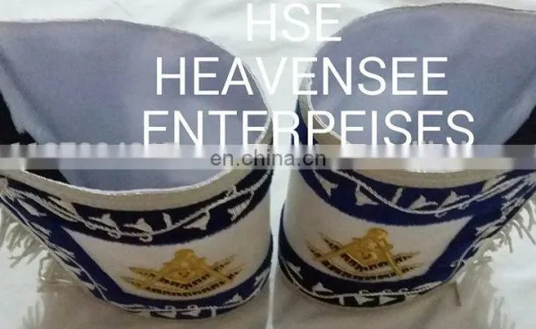 MASONIC REGALIA PAST MASTER CUFF'S WHITE BLUE photo-6