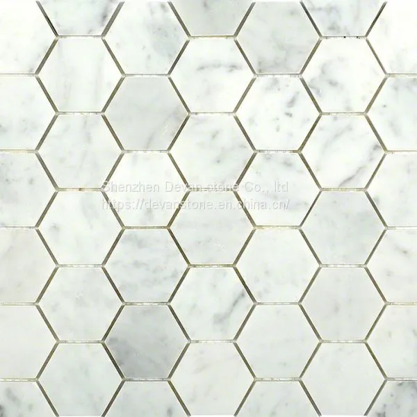 Carrara C White Marble Hexagon Floor Mosaic Tiles for Bathroom photo-4