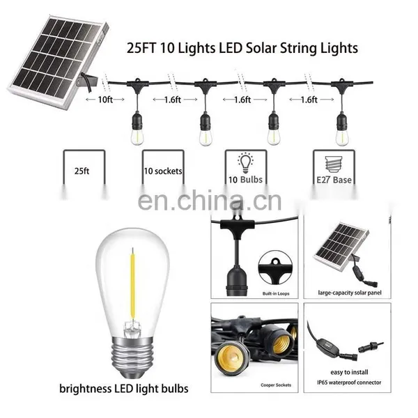Luces De Navidad Solar Christmas Decoration S14 Led String Lighting Outdoor Waterproof photo-3
