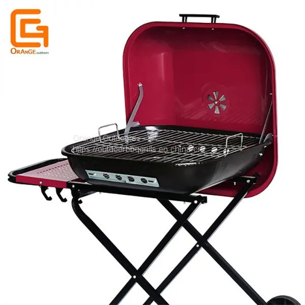Red Outdoor Brazilian Folding Square Charcoal Grill Argentine Foldable Bbq Hamburger Grill photo-4