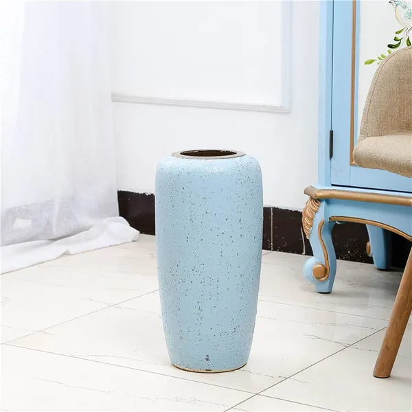 Nordic Fresh Hand Made Large Blue Ceramic Vase For Hotel Office Home Decor photo-2
