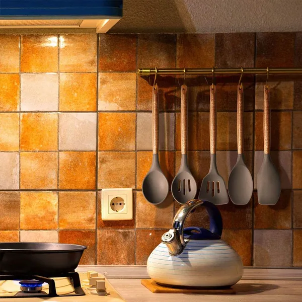 Kitchen Accessories Home and Kitchen Cookware Sets Non Stick Silicone Kitchen Utensils Set With Wood Handle photo-3