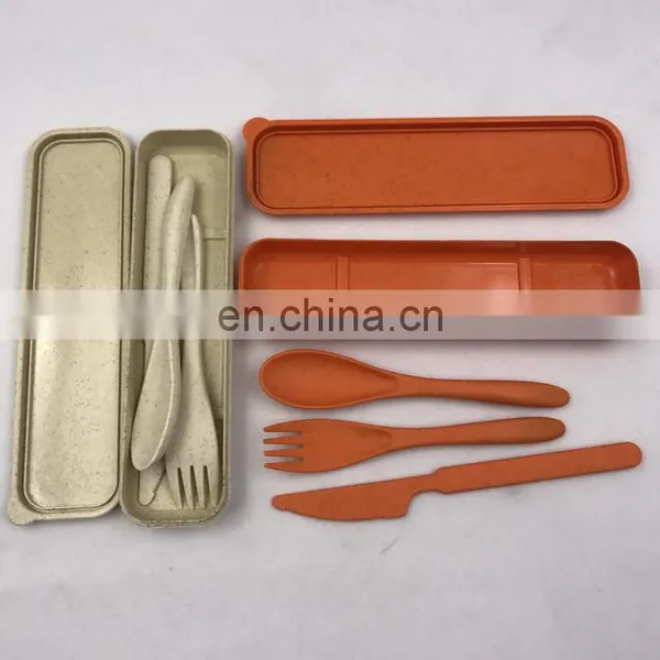 Eco-friendly Wheat Straw Material Portable Travel Plastic Cutlery Set photo-3