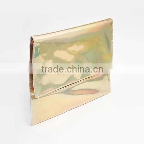 Fashion Gold Foldover Women Clutch Bag Laser Printed Women Clutch Bag photo-2
