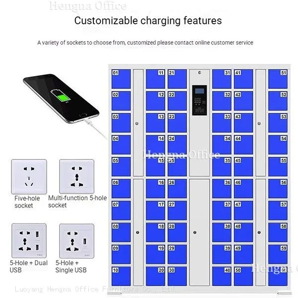 Cell Phone Lockers for Schools-CP-CL564 With USB Charging Ports | IC/ID Card Access| 48-Door High Density Unit for University Campuses