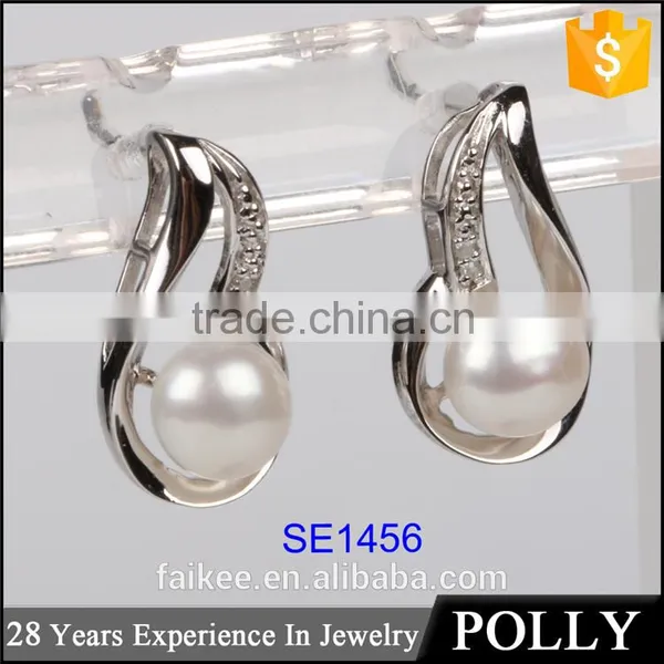 Hot Sale Simple Pearl Earring Designs For Women Silver Earrings photo-6