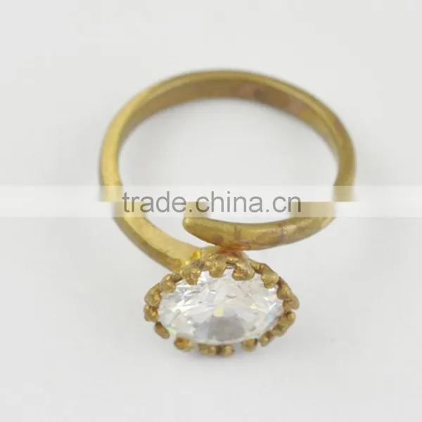 Gold Ring, Flower Leaf Brass Diamond Cz Gold Ring, Gold Rings Designs For Men & Women T606-1