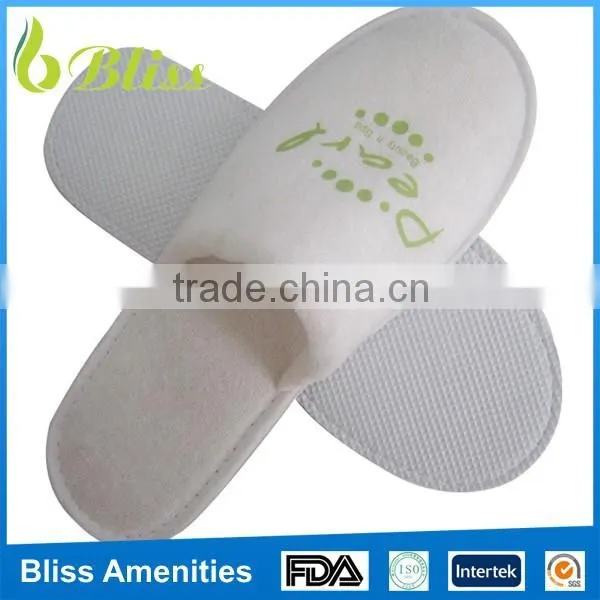 N184 Nice Look Terry Cloth Brand Slipper With Printed Logo Promotional