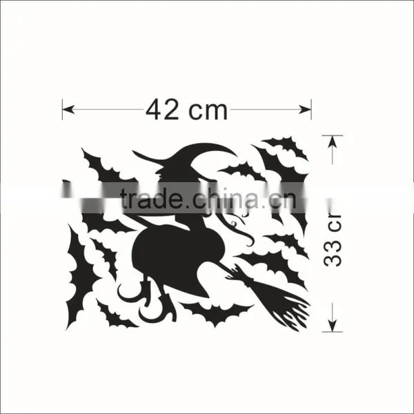 ALFOREVER Halloween Witch Fly Around Bats Vinyl Sticker,witch Wall Decals photo-3
