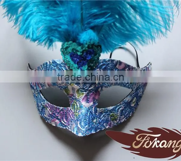 Wholesale Cloth Trim Big Ostrich Feather Mask For Bachelorette Party Supplies photo-6