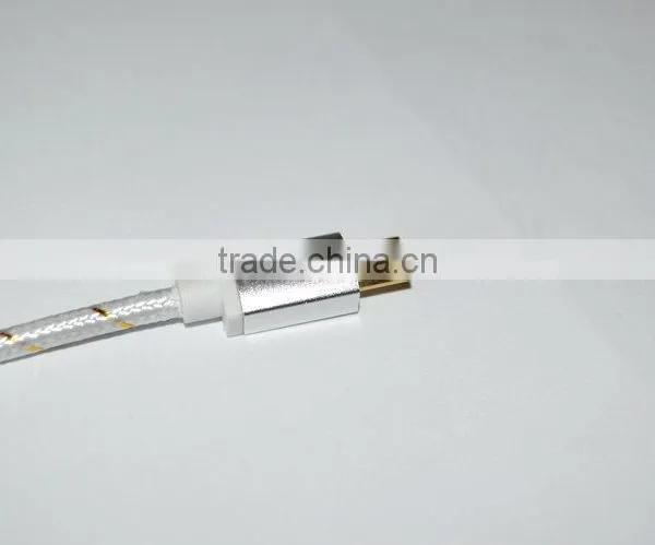Dual Nylon Braided Cable Gold Plated With Aluminium Alloy Casing and Metal Head photo-3