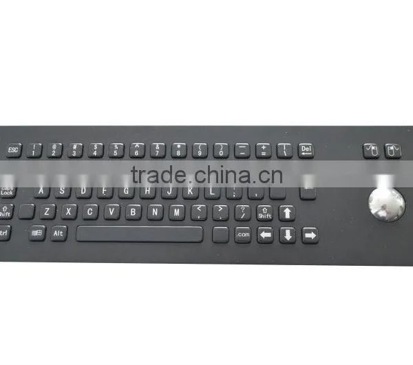 Black Metal Industrial and pc Computer Keyboard With Trackball or Touchscreen