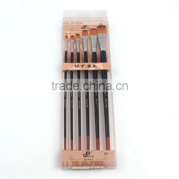 In Stock Flat Shape Nylon Hair 6pcs Set Artist Brush Oil Paint Brush MOQ1 photo-5