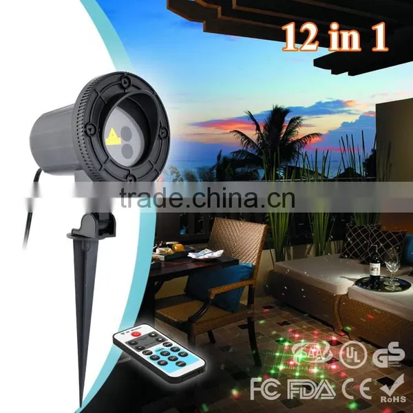 Hot RGB Lighting Outdoor Laser Light 12 Patterns Outside Garden Light Home Xmas Tree