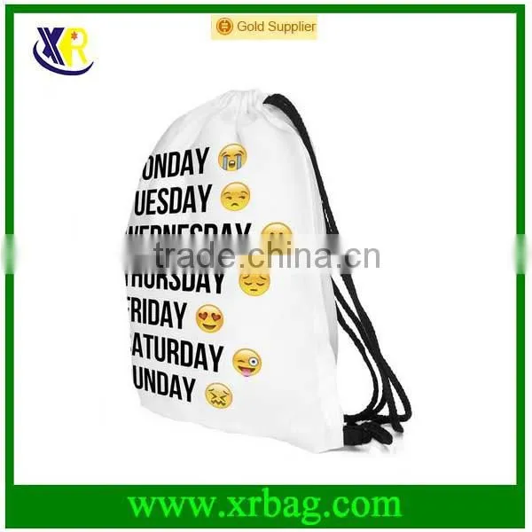 Girl's Daypacks Print Emoji Week Backpack Travel Canvas Drawstring Bag photo-2