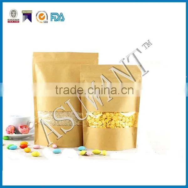 High Quality Customized Recycle Stand up Kraft Paper Bag/brown Paper Zipper Bag for Nuts photo-2