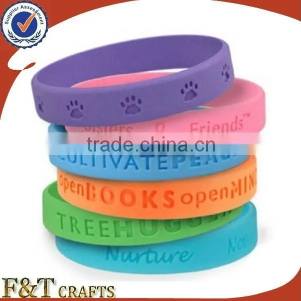 Promotional Thick Cool Mens Rubber College Team Wide Silicone Bracelet in Bulk photo-5