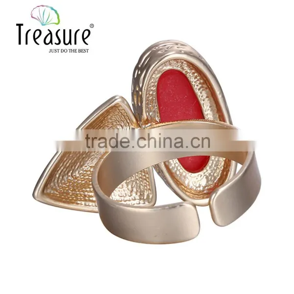 Dubai Red Stone Mosaic Gold Plating Ring for Elegant Women Valentine's Gift photo-5