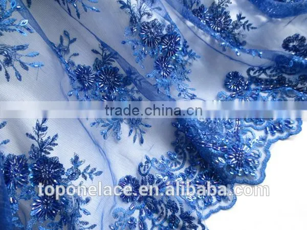 Pink Bridal Lace Fabrics Wholesale Evening Sequins Beaded Dresses French Lace Fabric photo-4