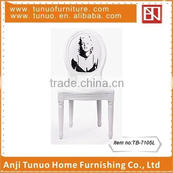 White PU Louis Chair, Women Figures on the Back, Luxury Dining Chair TB-7105L photo-2