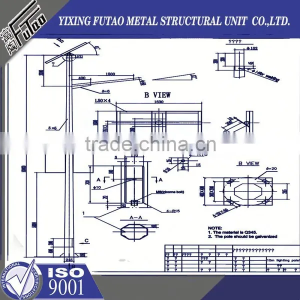High Quality Galvanized Hot Dip Galvanized Steel Lamp Pole photo-3