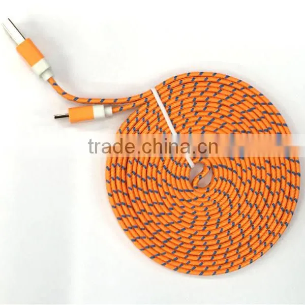 New Arrival Micro Colorful Noodle Flat Data Sync 3m USB Charging Cable for Cell Phone photo-4