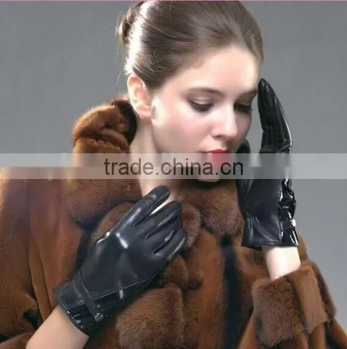 Sexy Black Leather Gloves For Ladies 2016 Hot Selling Leather Gloves For Ladies photo-6