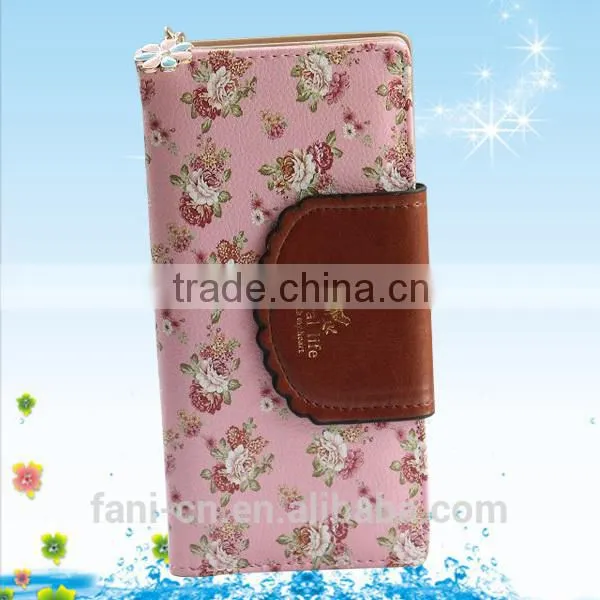 2015 Latest New Design Red Clutch Bifold Purse Walletl With Flower Printed for Woman photo-4
