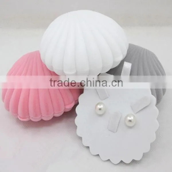 Velvet Shell Shape Box Shell Ring Box Velvet Packaging Box Ring Box photo-3