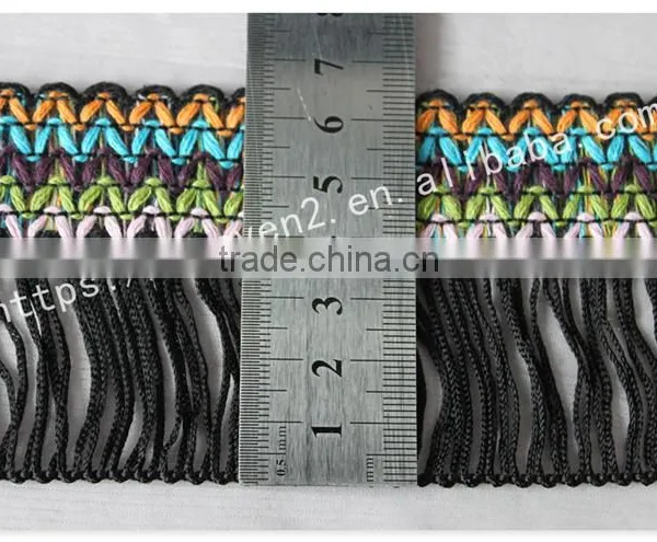 Hot Selling 6.5cm Width Polyester Ethnic Chainette Fringe for Garment/bags photo-6