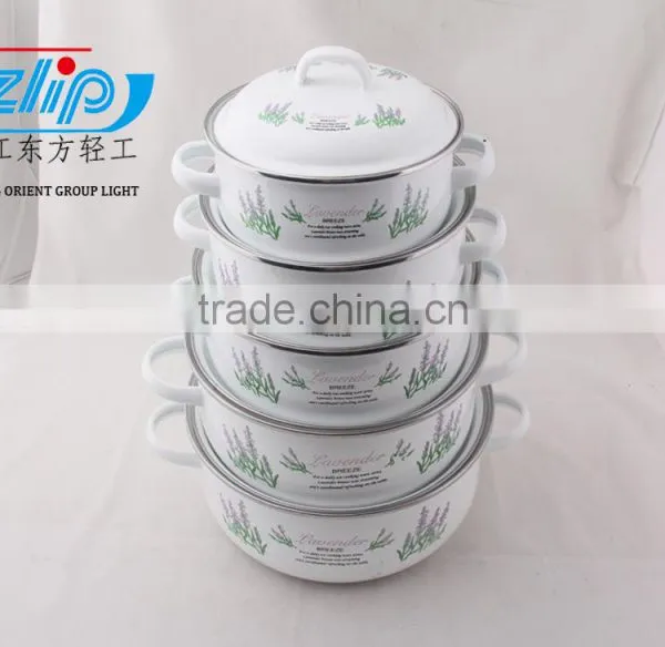5Pcs Casserole Belly Shape W/Metal Cover Light Color Decor photo-2