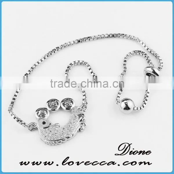 European Style Silver Adjustable Micro Pave Bracelet photo-6