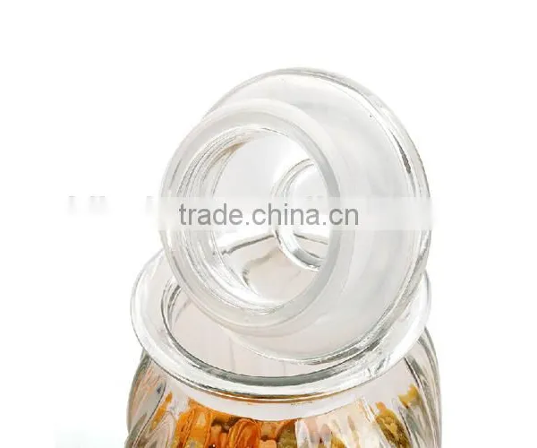 Drum Lantern Shape Glass Candy Tea Canisters With Gasket Ring photo-2