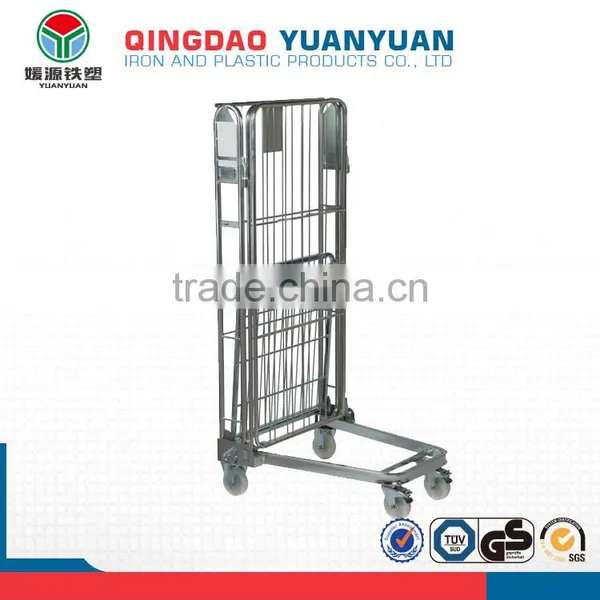 Storage Sided Roll Trolley Logistics Container Pallet 3 Sided A-Frame Nestable Roll Cage Rolling Metal Storage Cage photo-2