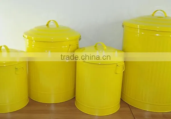 Colorful Galvanized Metal Garbage Can Trash Can Waste Bin