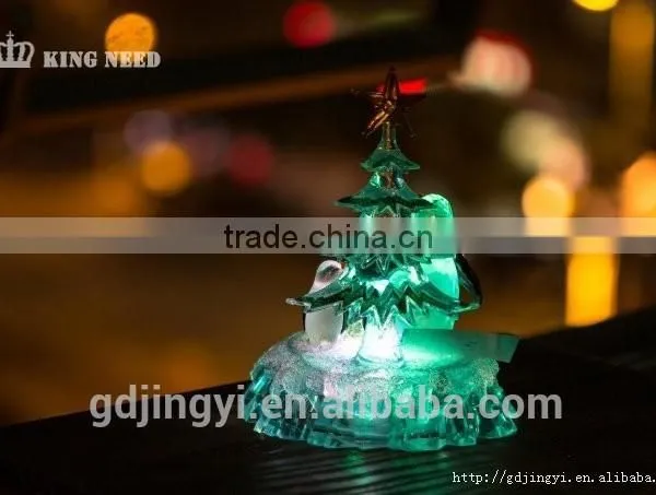 Acrylic Christmas Penguins &Tree Crystal Decoration With Led Light For Gift photo-4
