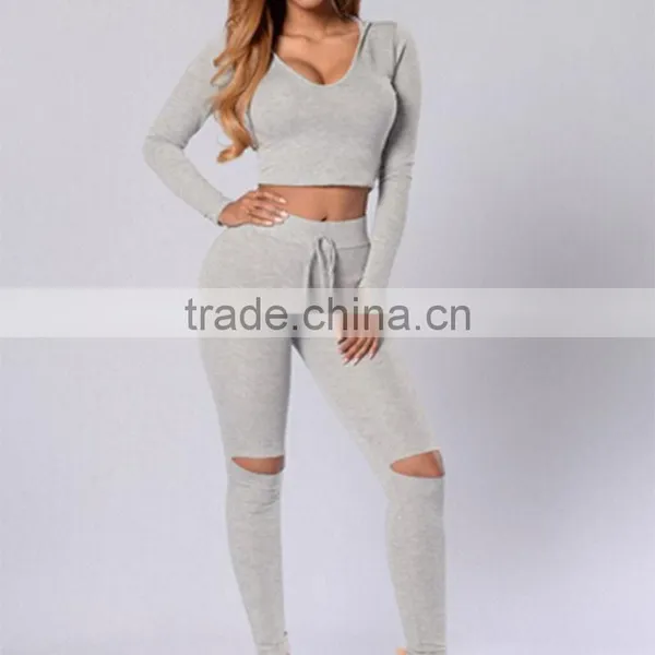 Plain Tracksuit Women Two Piece Set Female Knitting Cotton Hoodies Top And Pants Ladies Long Sleeve Outfit Canada Tracksuit photo-3