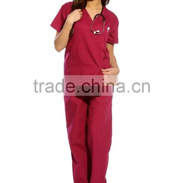 Women's Scrub Sets,Matching Top And Pants Solid Scrubs Medical Scrubs China Nursing Uniform With 6 Pockets Wholesale photo-2