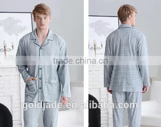 100% Cotton Kintted Fabric Men Sleepwear Sets Man Nightclothes Homewear Pajama Sleepwear photo-5