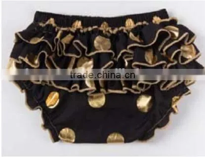 Chinese Product and Low Price Wholesale Gold Polka Dot Ruffle Baby Bloomer for 6months to 4years Baby Kids photo-3