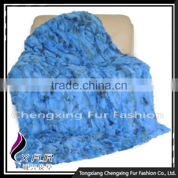 CX-D-11H Top Quality Home/Hotel Carpet Patchwork Rabbit Fur Fur Throw Blanket photo-3