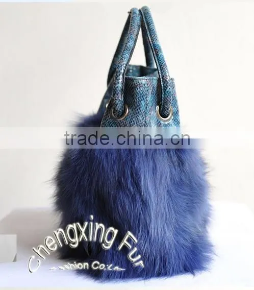 CX-H-27C 2016 Latest Fashionable Desgin Genuine Fox Fur Ladies Hand Bag photo-4