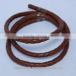 3mm Round Braided Leather Cord, Black Color photo-2